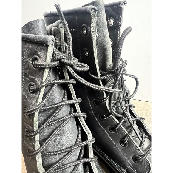 Addison Shoe Company Mens Combat Boots Round Toe Lace Up Leather Black Size 5 W - Picture 10 of 11